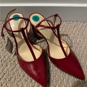 Nine West Burgundy T-Strap Heels